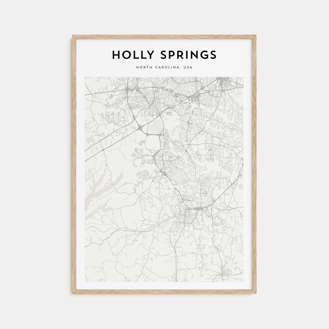 Holly Springs North Carolina Monochrome Street Map Art Poster