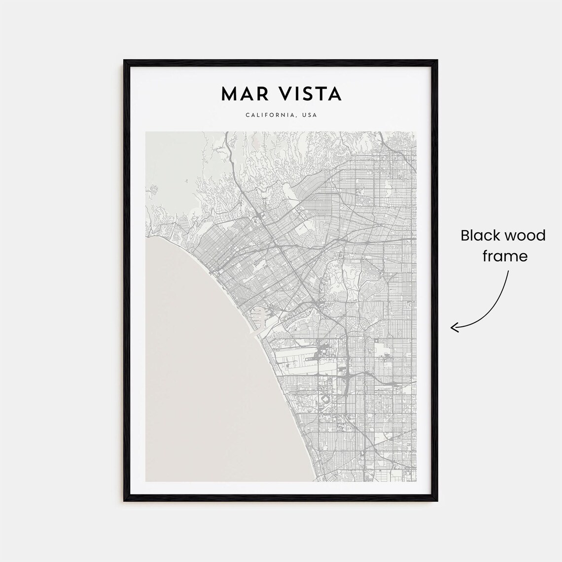 Mar Vista Los Angeles Minimalist City Street Map Travel Poster - Image 3