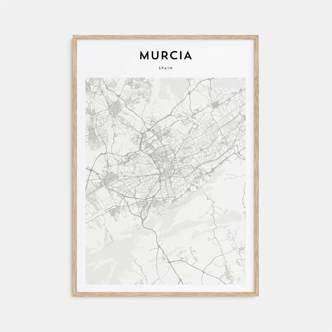 Murcia Spain Old City Center Minimalist Beige Street Map Poster