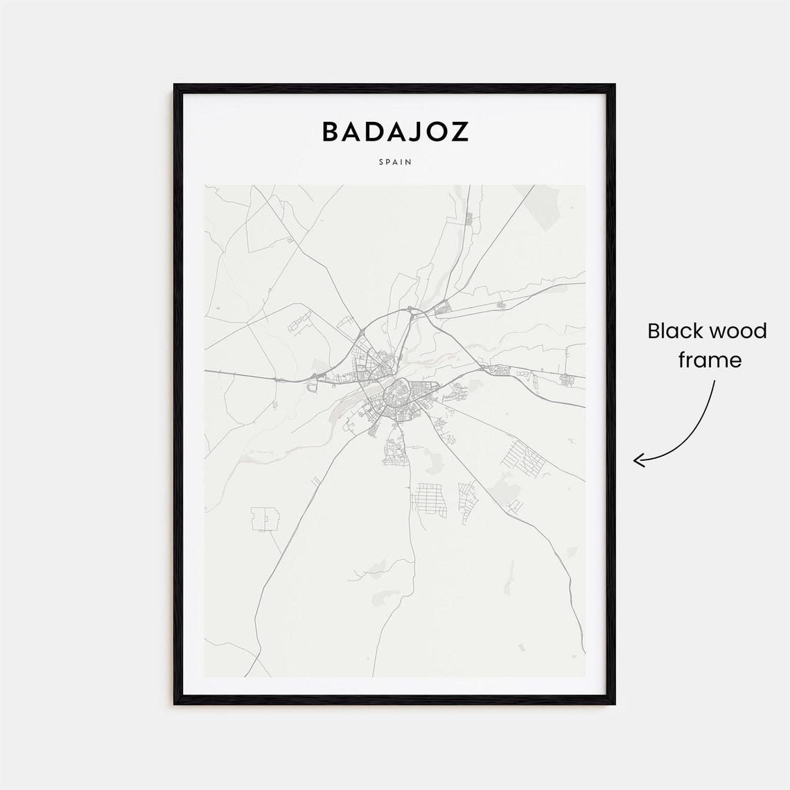 Badajoz Spain Personalized Minimalist Gray City Street Map Poster - Image 3
