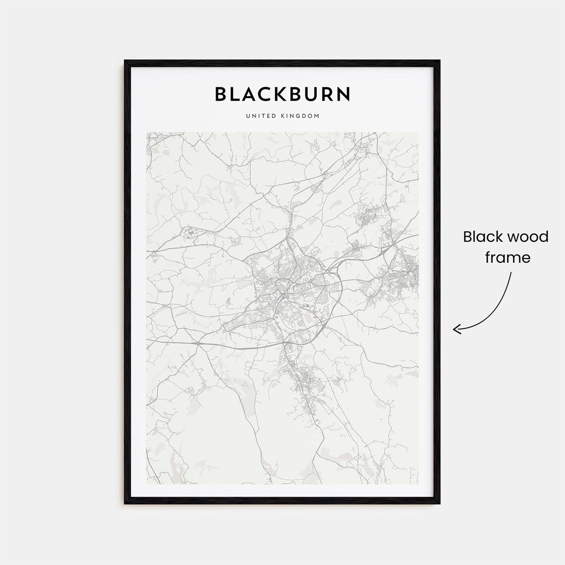 Blackburn United Kingdom Minimalist Street Map Travel Art Poster - Image 3