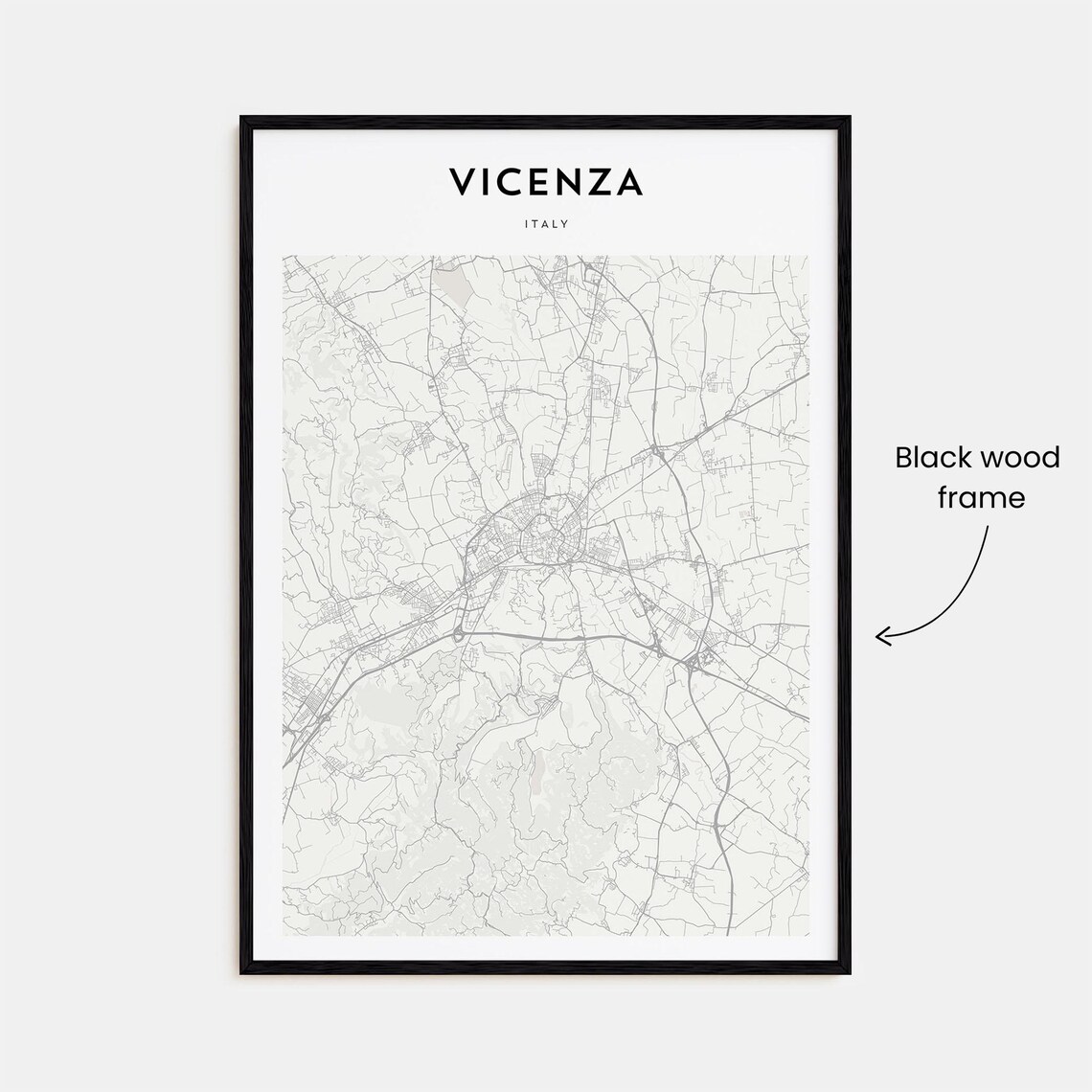 Vicenza Italy Minimalist Black White City Map Street Poster Gift - Image 3