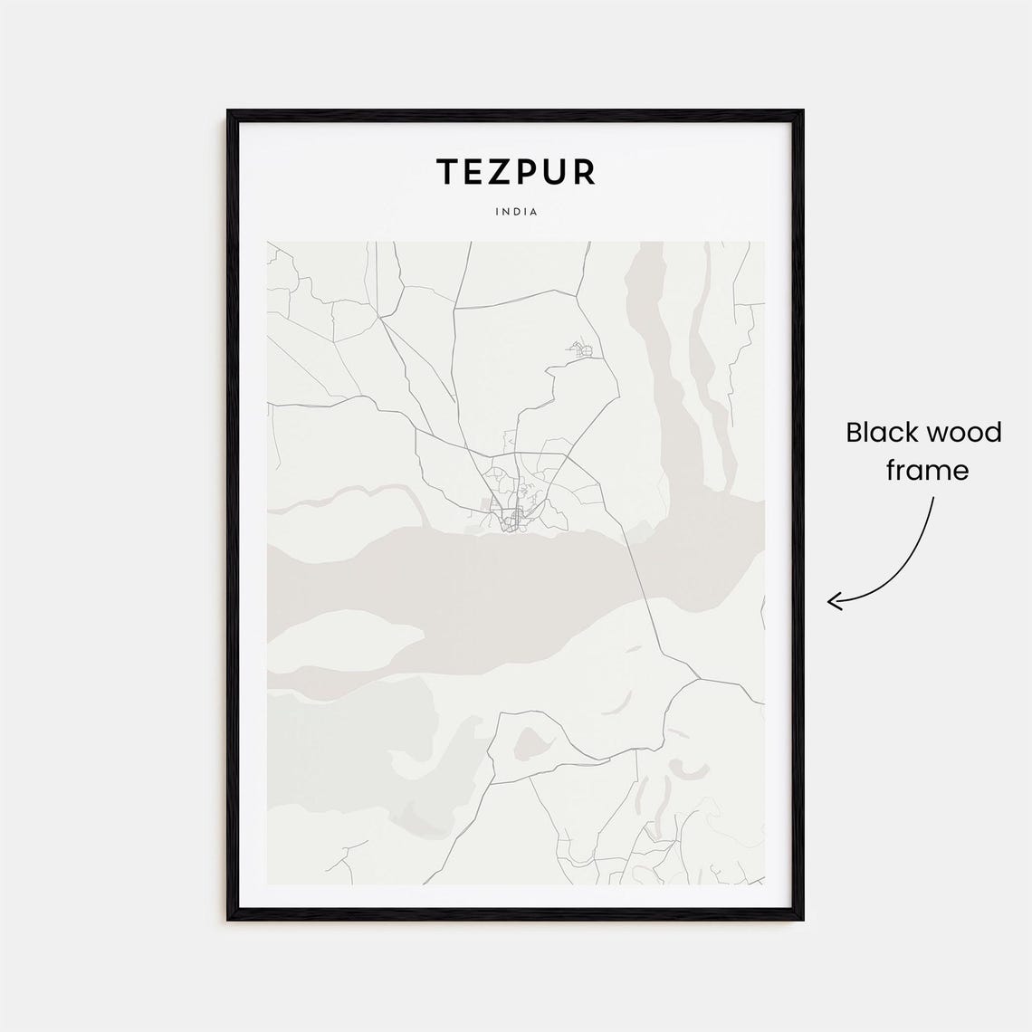 Tezpur India Minimalist River Town Map Line Art Travel Poster - Image 3