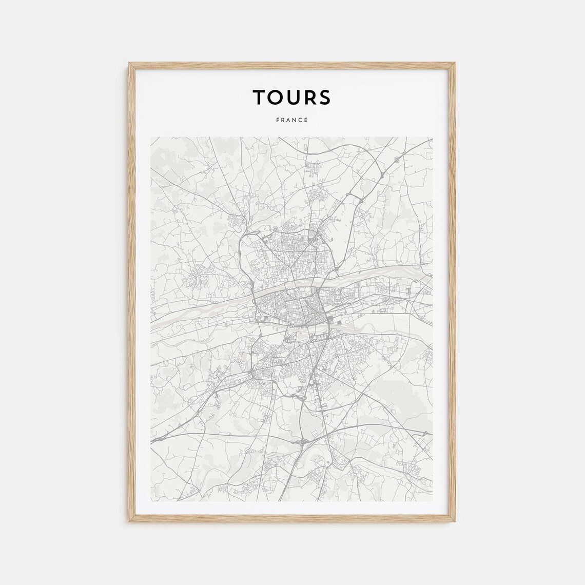 Tours France Minimalist City Street Map Line Art Travel Poster