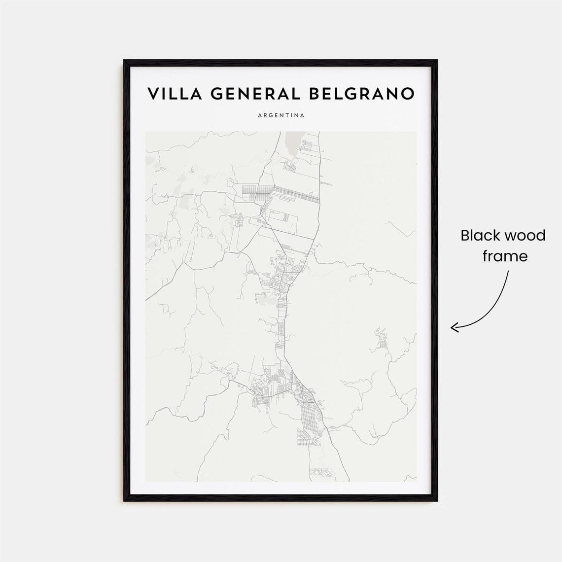 Villa General Belgrano Argentina Minimalist Town Map Art Poster - Image 3