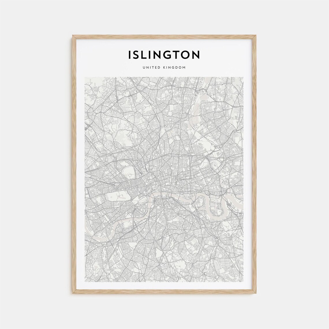 Minimalist Islington United Kingdom City Street Map Poster Decor
