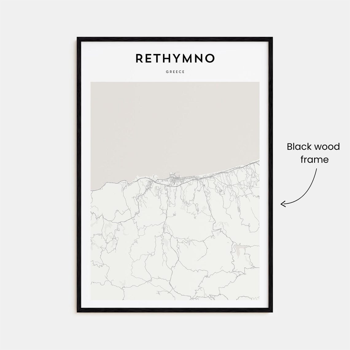 Rethymno Greece Minimalist Coastal City Map Travel Art Poster - Image 3