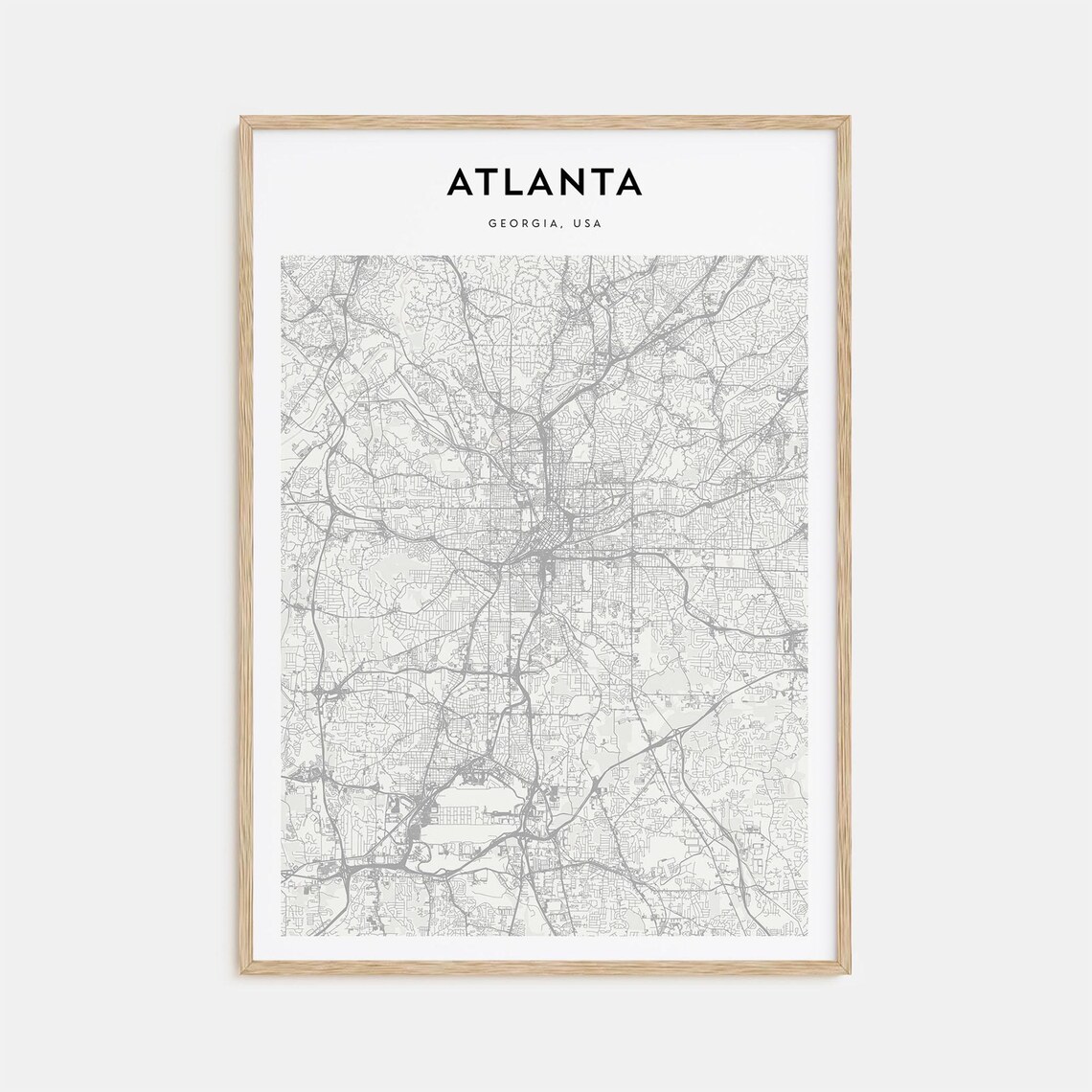 Atlanta Georgia USA Detailed Street Map Minimalist Modern Poster