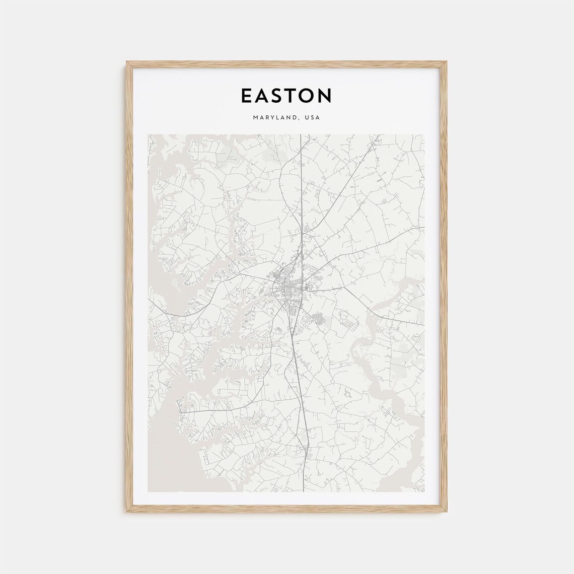 Easton Maryland USA Minimalist Beige City Street Map Poster Decor