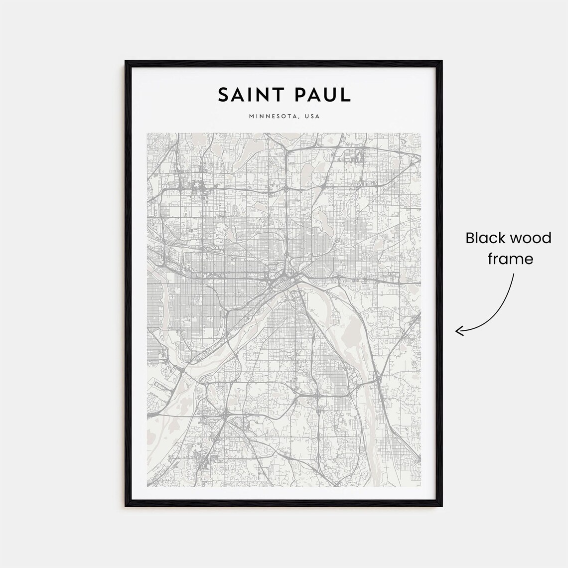Saint Paul Minnesota Minimalist Street Map Twin Cities Travel Poster - Image 3