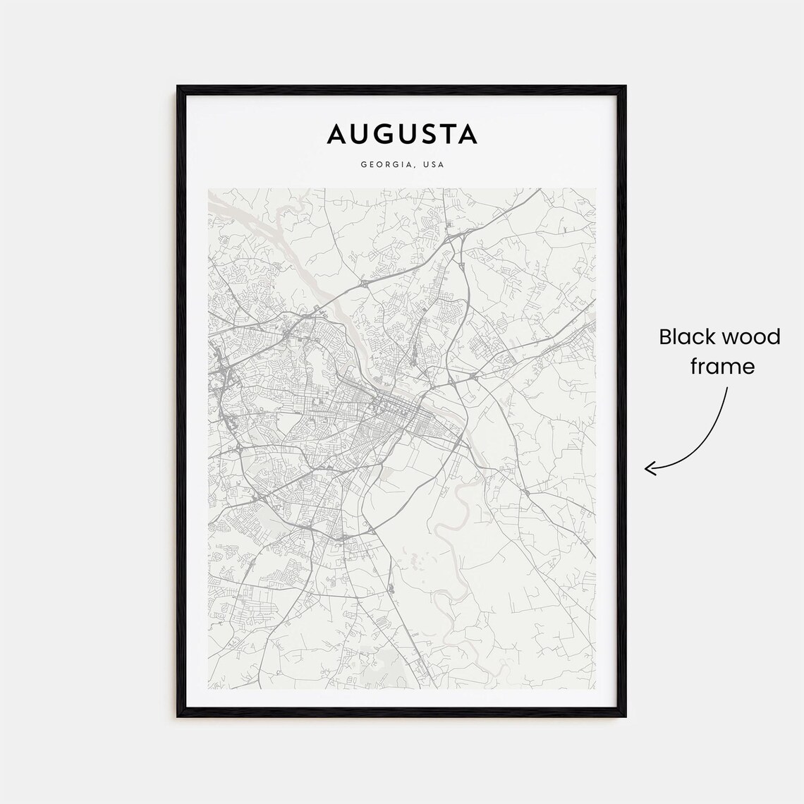 Augusta Georgia Minimalist Detailed City Map Street Grid Poster - Image 3