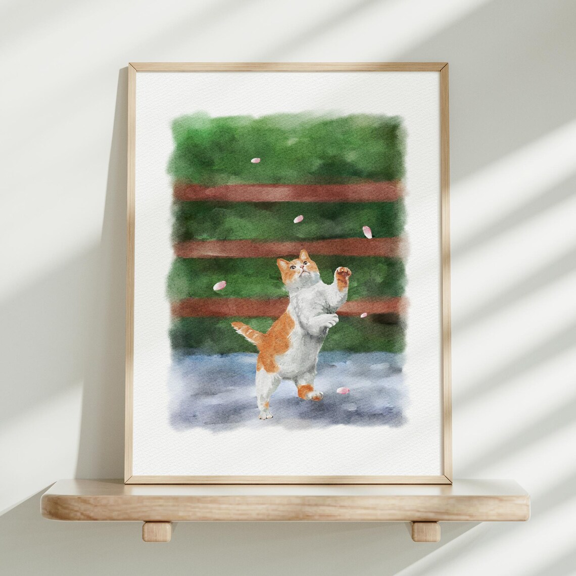 Orange Cat Tess with Green Eyes Custom Watercolor Pet Poster - Image 3