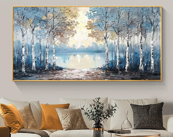 Abstract Forest Painting On Original Natural Scenery Painting Colorful Tree Texture Wall Decor Large Living Room Wall Art Decor