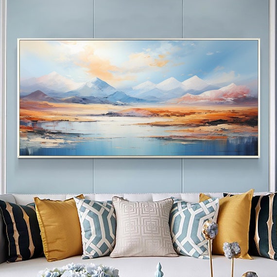 Large Original Mountains Landscape Oil Painting On Custom Natural Scenery Painting Modern Mountain Wall Art Living Room Wall Decor