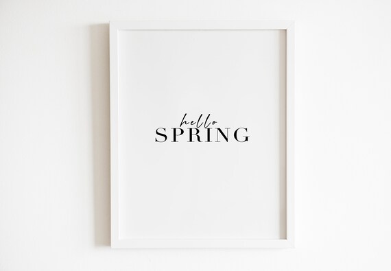 Hello Spring Seasonal Greeting Mixed Script Typography Wall Art