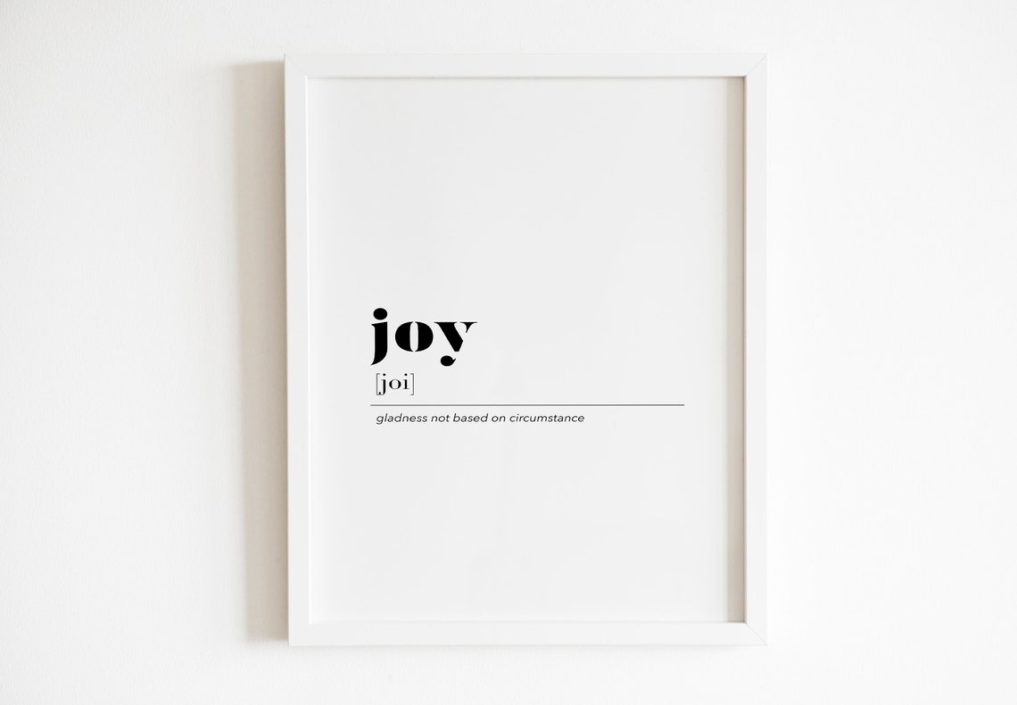 Joy Dictionary Definition Gladness Minimalist Word Meaning Wall Art