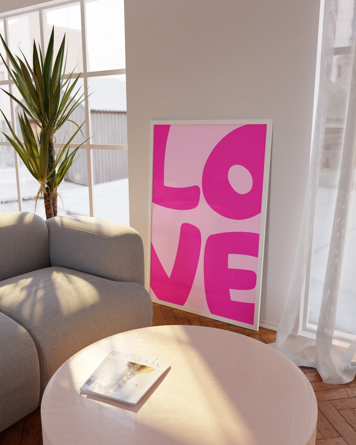 Love Retro Pink Typography Y2K Preppy Dorm Room Wall Decor Poster - Image 2