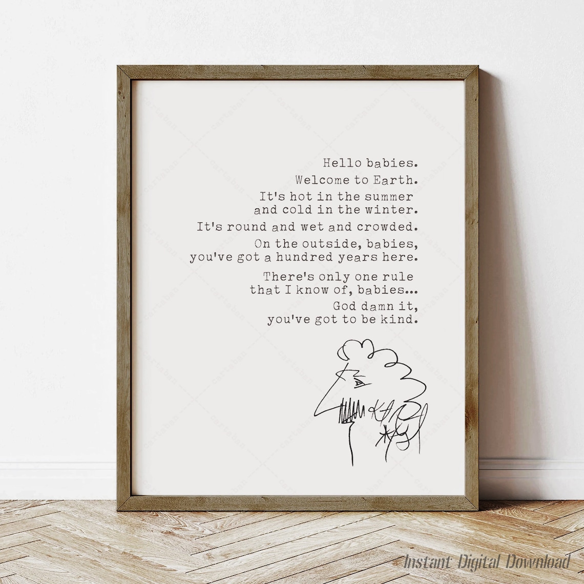 Kurt Vonnegut Quote Art Print, Book Lovers Gift