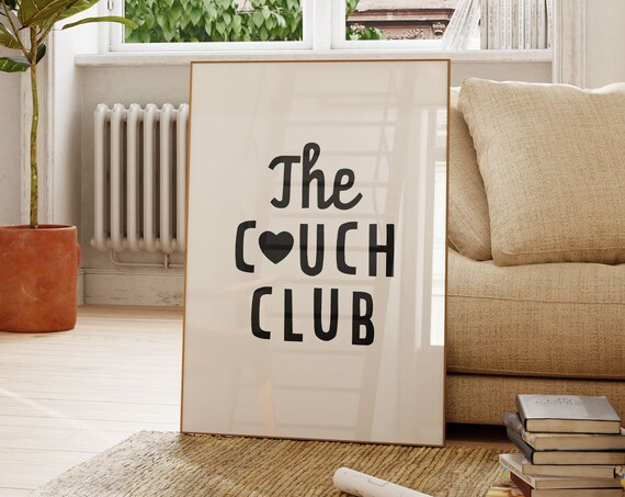 Funny Living Room Decor The Couch Club Print Trendy Heart Poster Aesthetic Apartment Wall Decor Cute Quote Art Prints