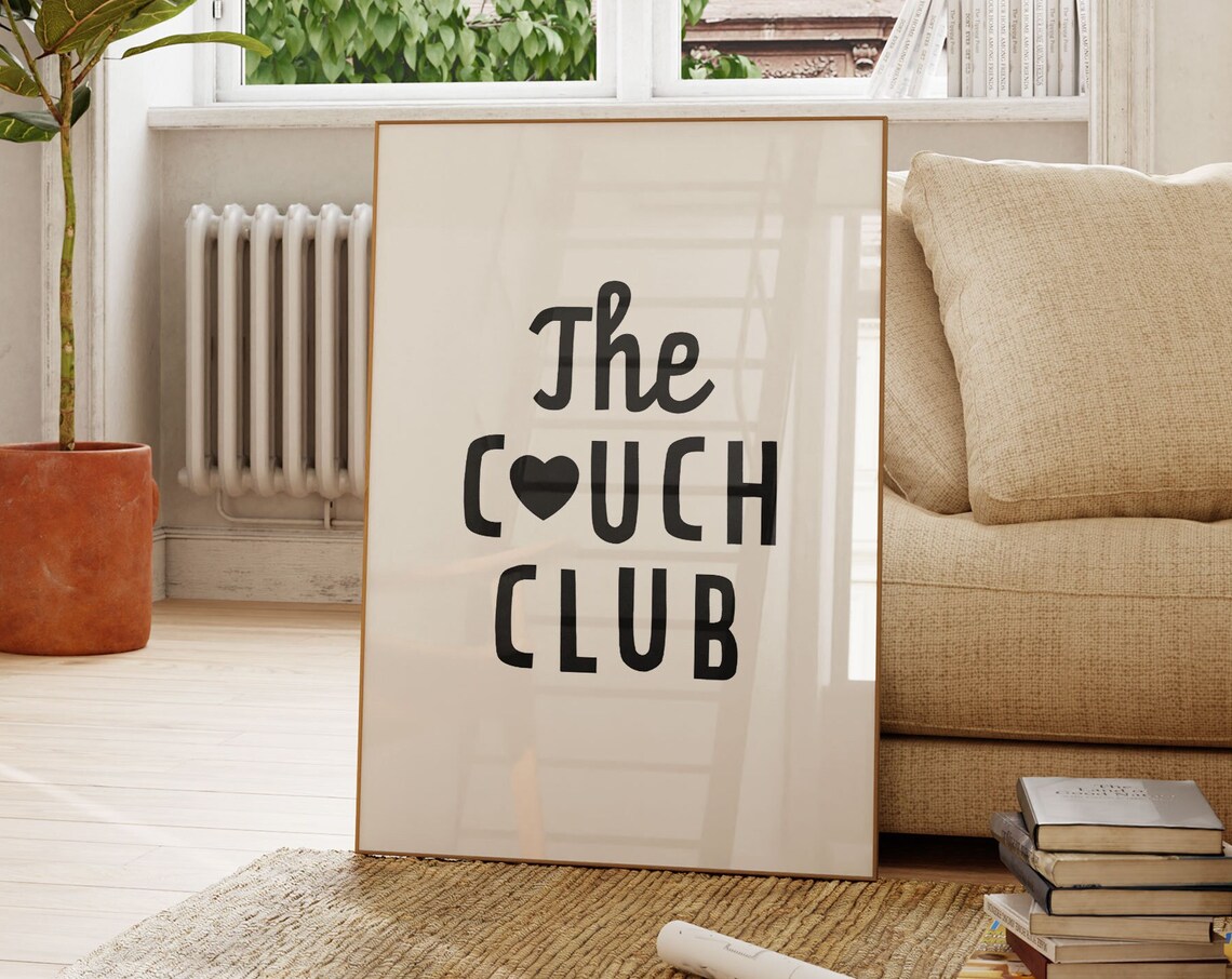The Couch Club Black Heart Bold Modern Living Room Typography Poster