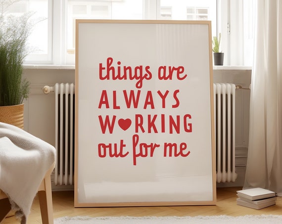 Manifest Wall Art Affirmation Wall Art Printable Poster Motivational Wall Decor Print Red Law Of Attraction Art