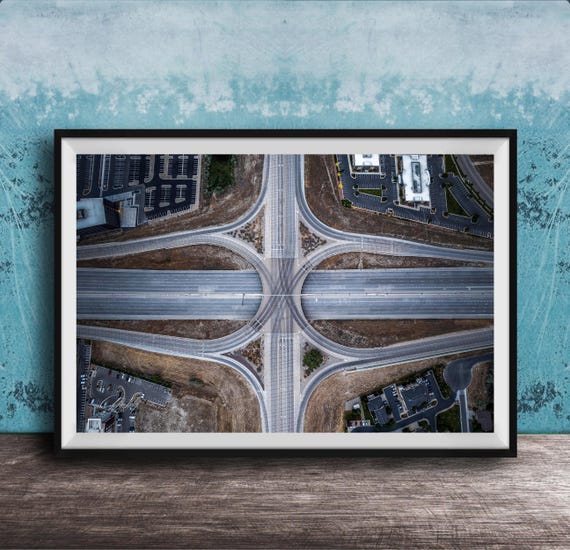 Salt Lake City I15 Interchange Wall Art Aerial Photo Road Patterns