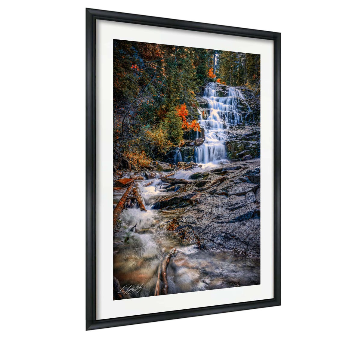 Gloria Falls Waterfall Park City Utah Autumn Forest Scenery Poster