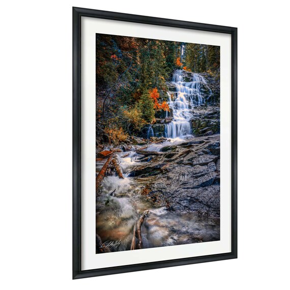 Gloria Falls Waterfall Park City Utah Autumn Forest Scenery Poster