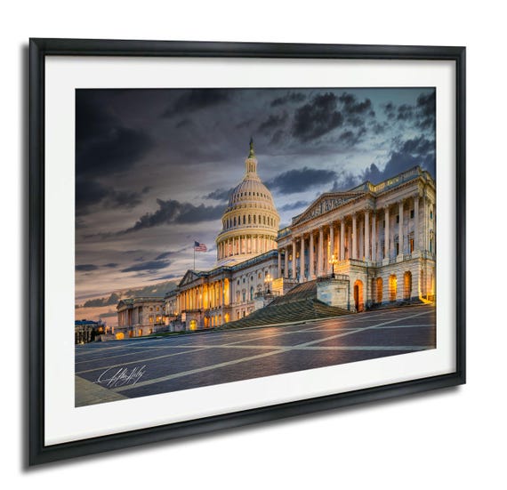 Washington Dc Capitol Print Golden Hour Dome Glow Sunrise And Sunset