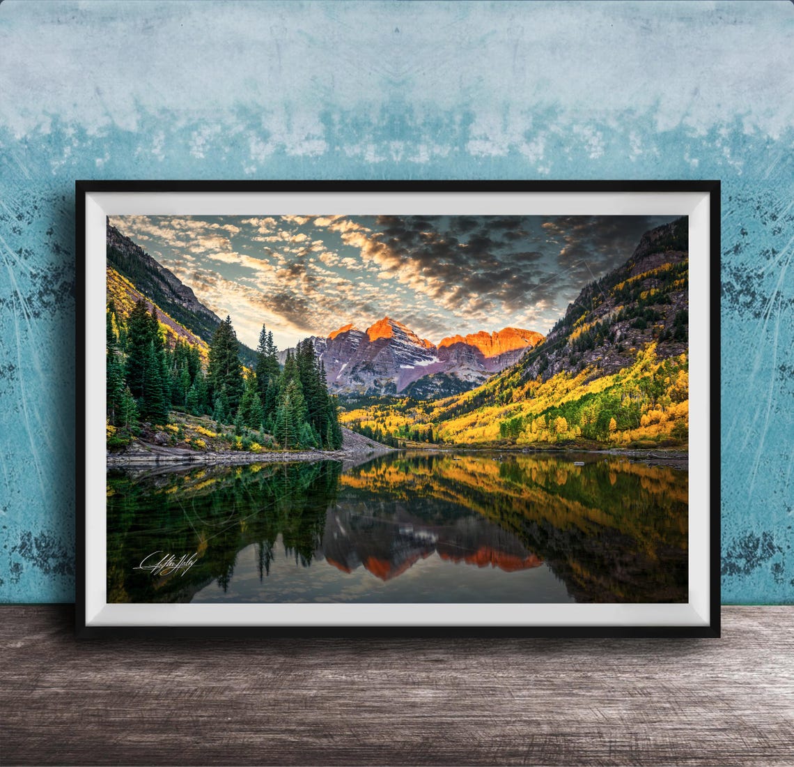 Colorado Landscape Canvas Maroon Bells Autumn Sunrise Wall Art
