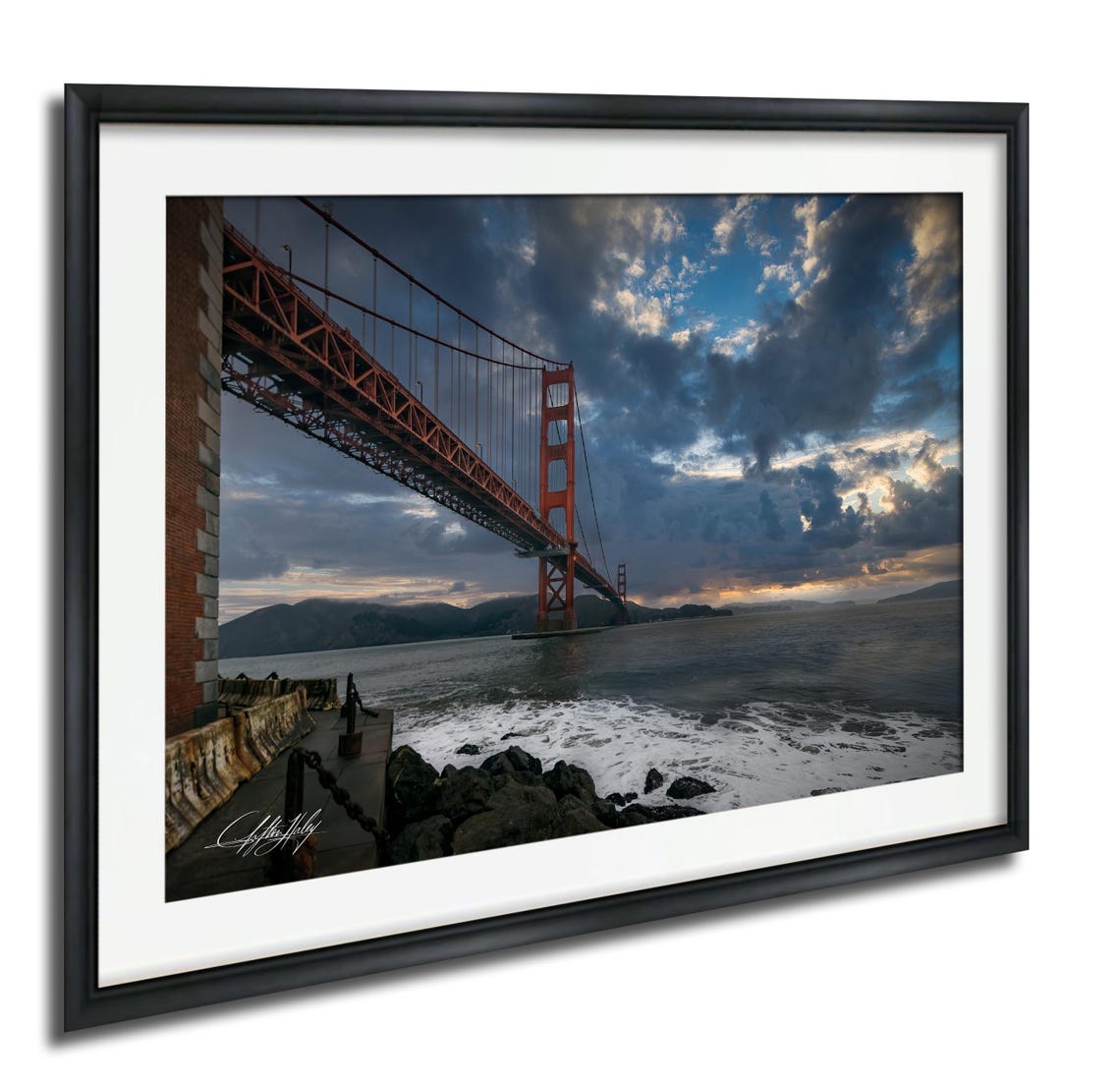 Golden Gate Bridge San Francisco Sunset Clouds Ocean View Wall Art