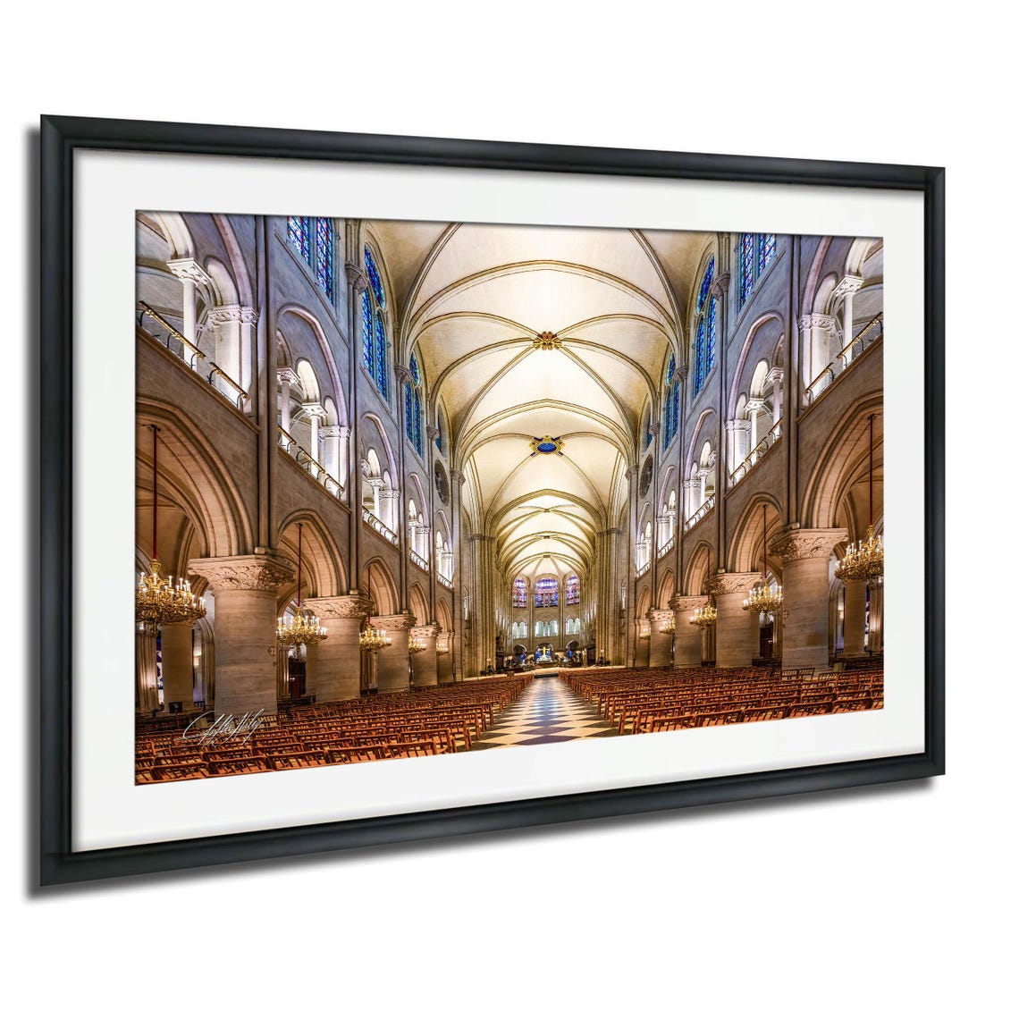 Notre Dame Cathedral Paris Grand Nave Interior Photograph Poster