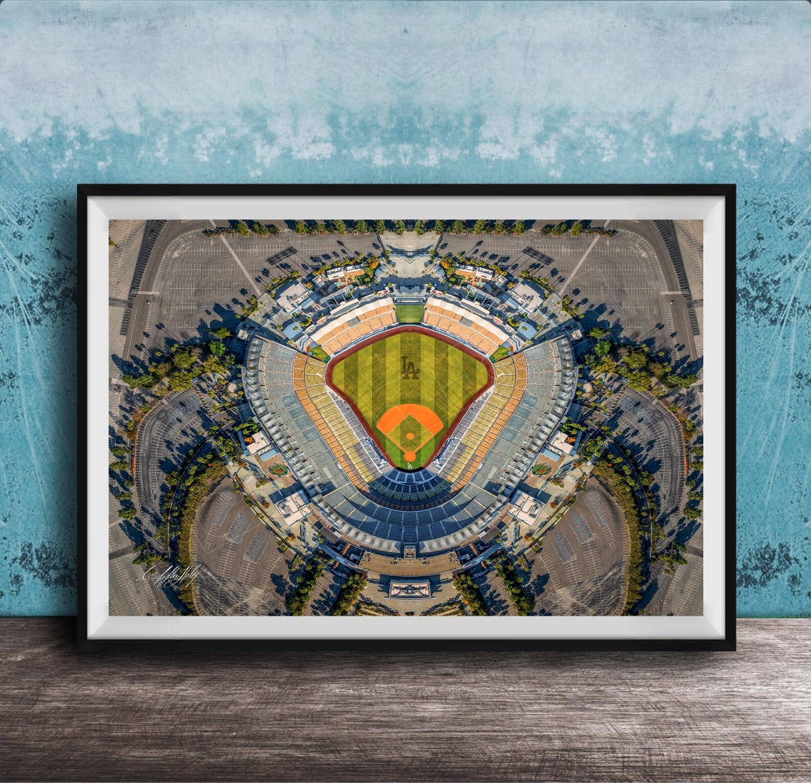 Aerial Photo Of Dodger Stadium Top Down Baseball Field View Poster