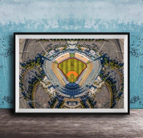 La Dodgers Stadium Wall Art Sunrise Skyline Drone Photo Print