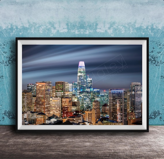 San Francisco Skyline Print Golden Hour Cityscape Made To Order
