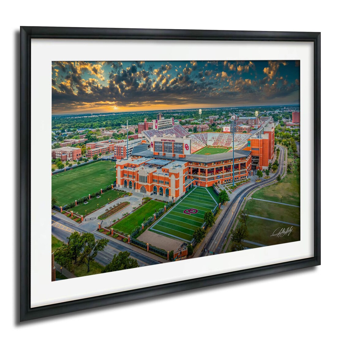 Memorial Stadium Campus Drone Photo, Sooner Nation Pride