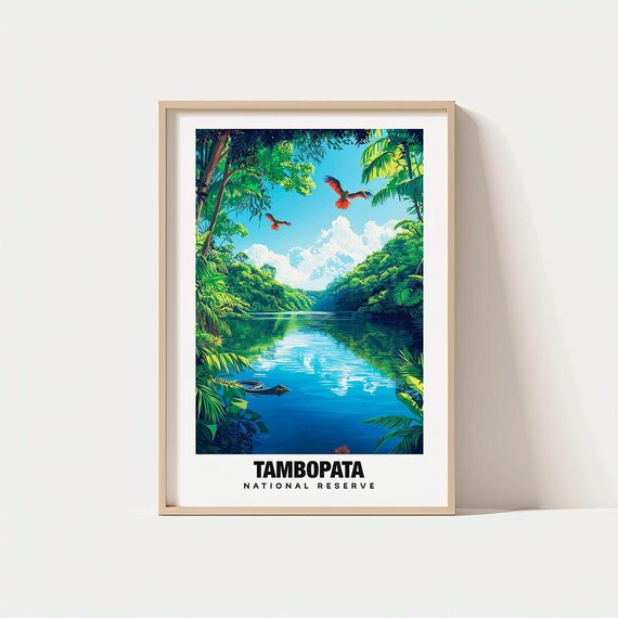 Tambopata National Reserve Print Peru Poster Travel Wall Art Nature Rainforest Decor Wildlife View Amazon Landscape