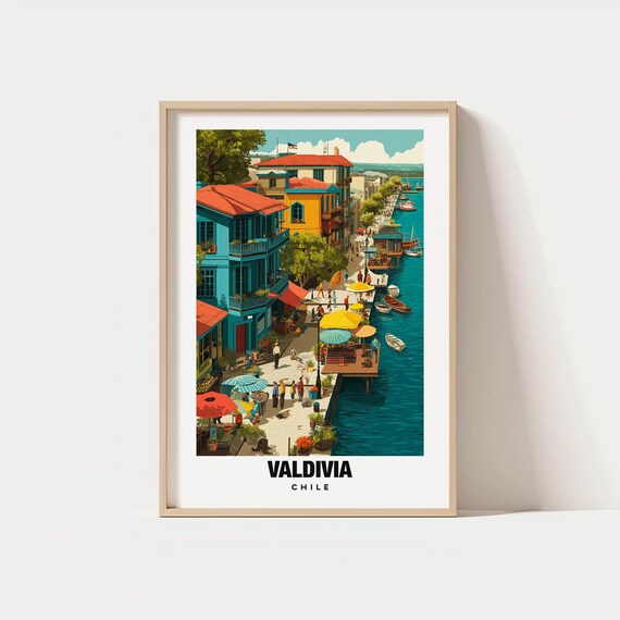 Valdivia Print Chile Poster Views Art River Charm Coastal Scene Historic Beauty Local Heritage Travel
