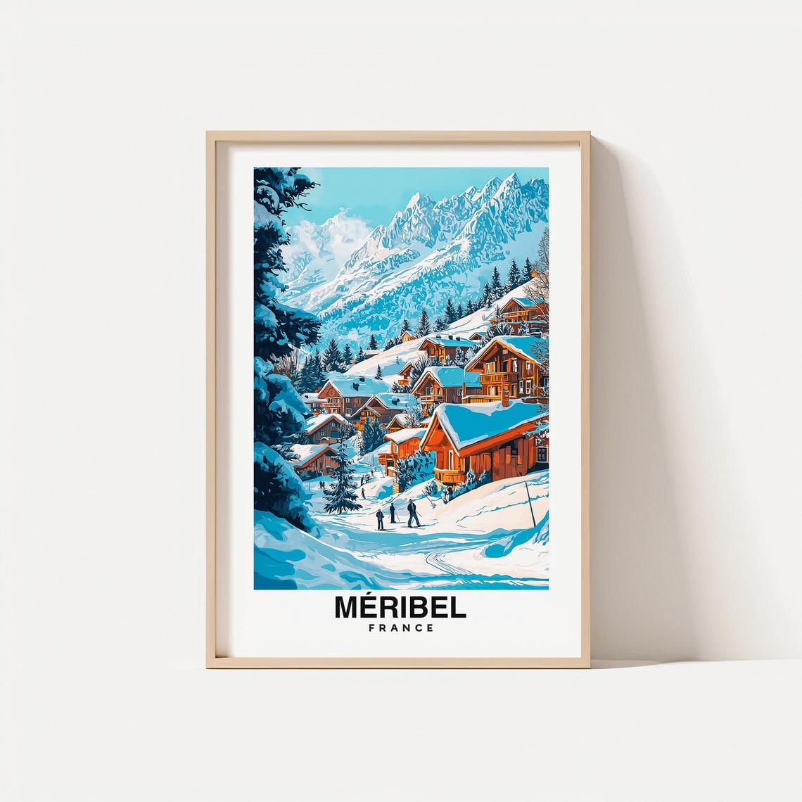 Meribel Travel Print Meribel Ski Poster France Ski Poster Meribel Ski Resort Print French Culture Meribel Poster Art