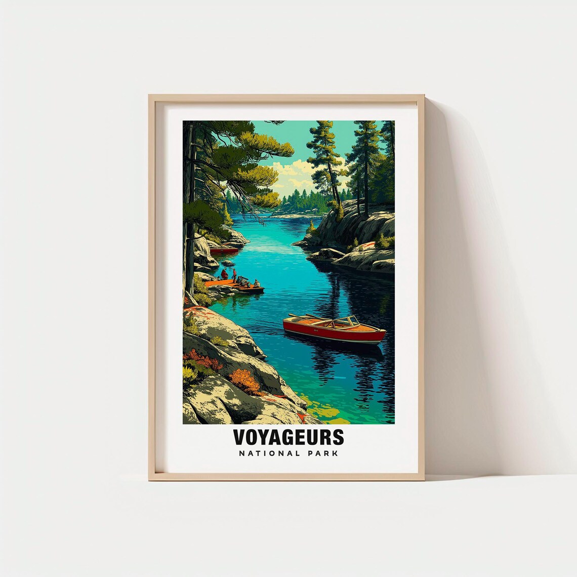 Voyageurs National Park Lake Canoes Pine Shores Travel Poster