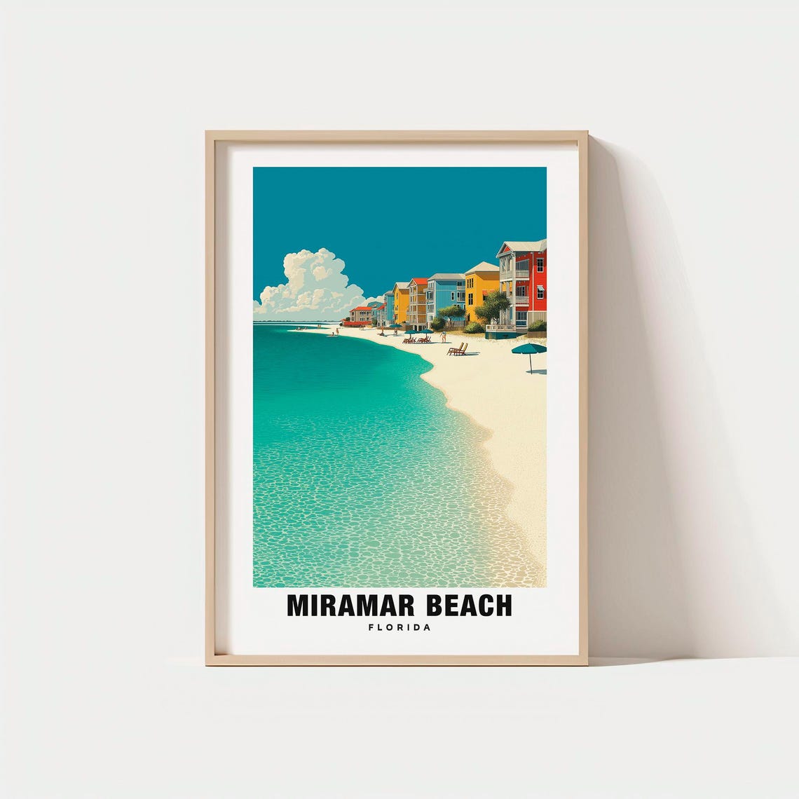 Miramar Beach Florida Gulf Coast White Sand Retro Travel Poster