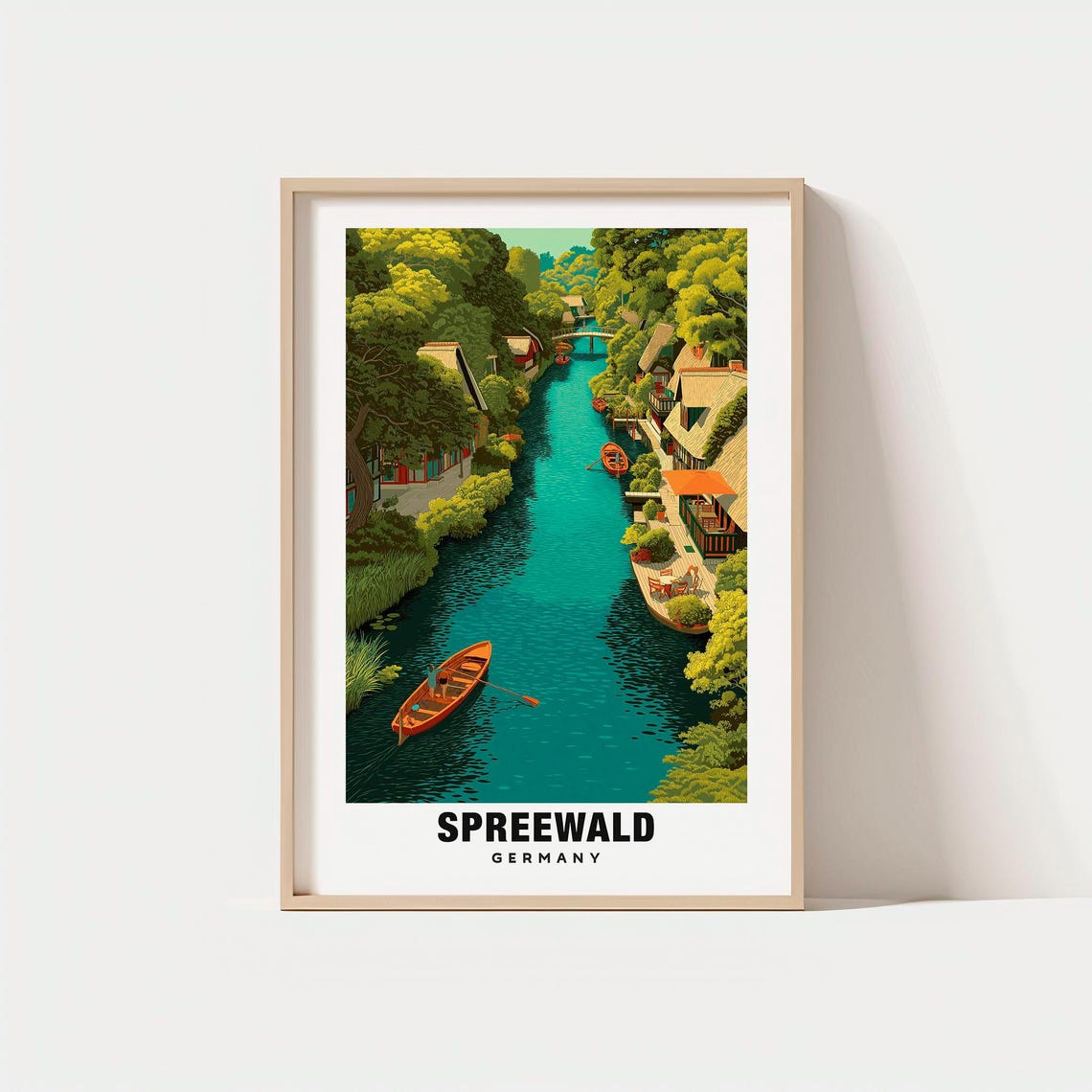 Spreewald Germany Lush Forest Canal Boats Village Waterway Poster