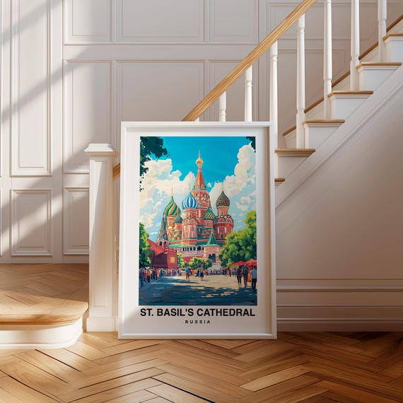 St Basils Cathedral Travel Print Russia Landmark City Poster Birthday Present Russia Historical Site