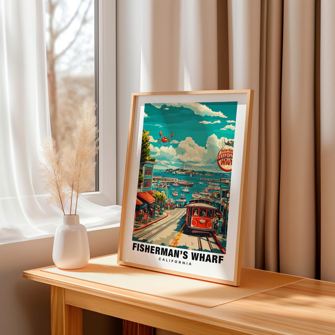 Fishermans Wharf Print California Poster Fishermans Wharf Views Fishermans Wharf Landmarks Fishermans Wharf City California Charm - Image 3