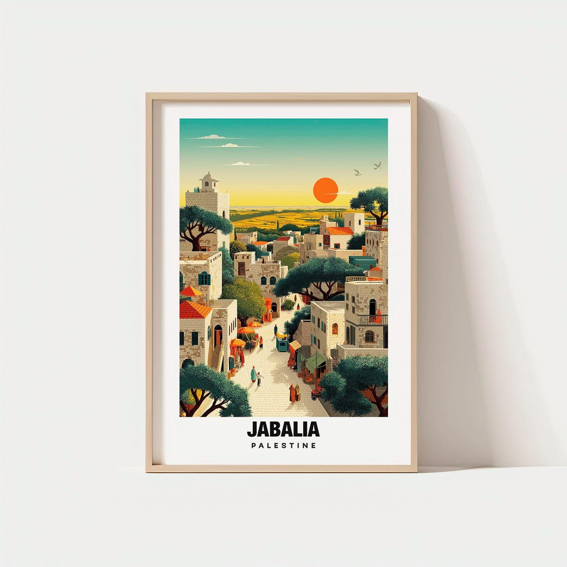 Jabalia Palestine Old Stone Town Golden Sunset Travel Poster