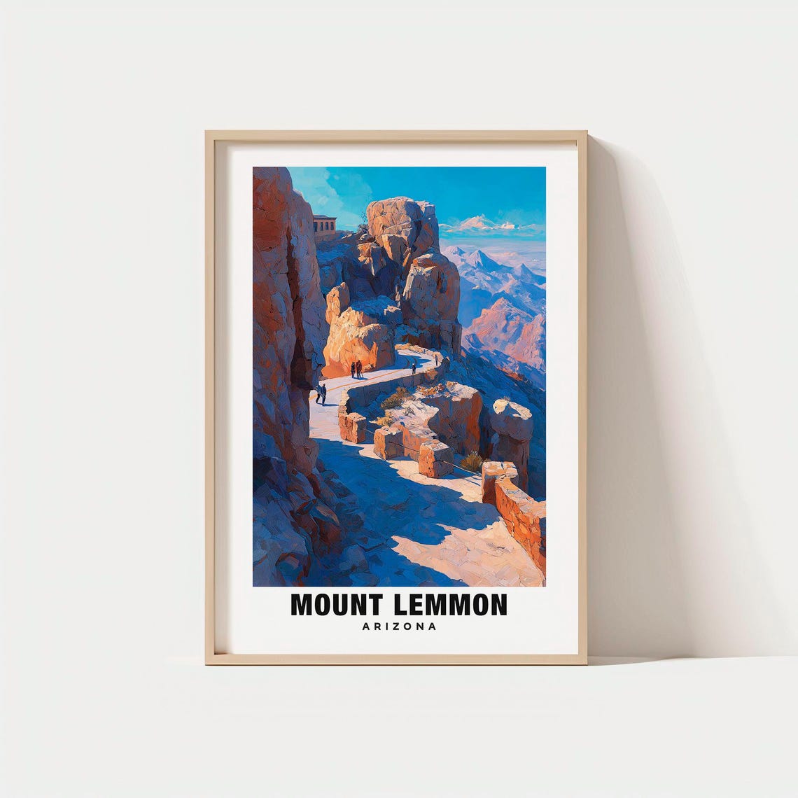 Mount Lemmon Arizona Rocky Summit Trail Hikers Retro Travel Poster