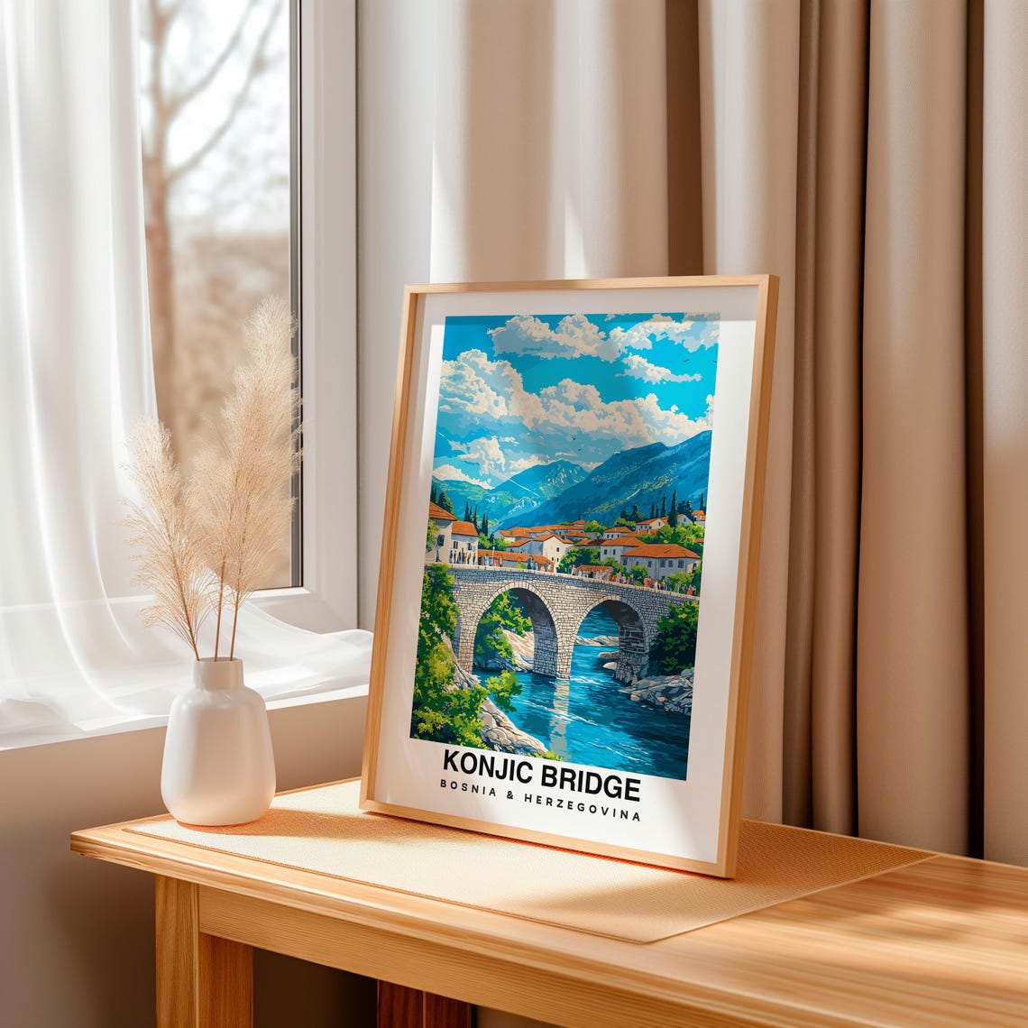 Konjic Bridge Travel Print Wall Art Konjic Bosnia And Herzegovina City Print Konjic Bridge Travel Gift Konjic Bridge Poster Wall Art - Image 3