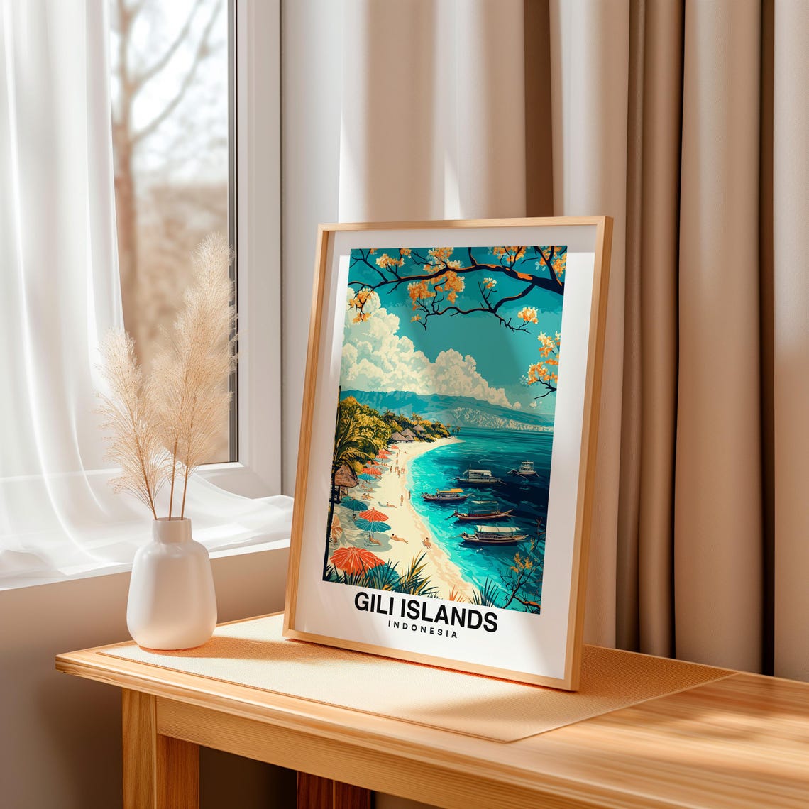 Gili Islands Travel Print Wall Art Lombok Indonesia City Print Gili Islands Travel Gift Gili Islands Poster Wall Art - Image 3