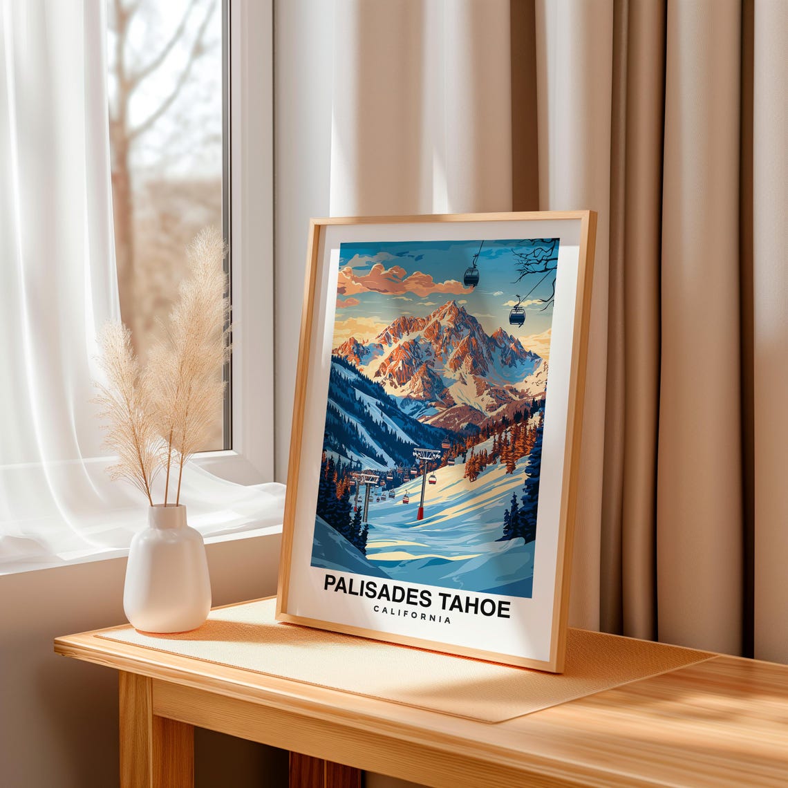 Palisades Tahoe Print Usa Poster Travel Wall Art Ski Print Scenic Art Mountain Decor Winter Sport Print Travel Poster Usa Culture - Image 3