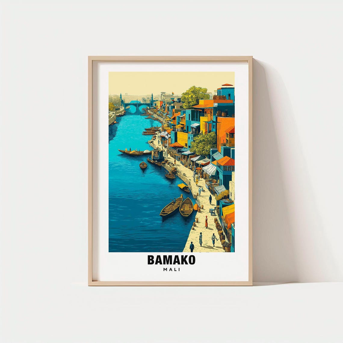 Bamako Mali Niger River Pirogues Riverside West Africa Poster